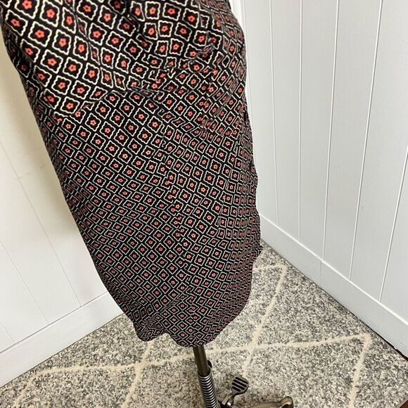 Handmade Womens Small Button Front Shirt Black Pink Diamond Pattern Long Sleeve - Picture 7 of 12